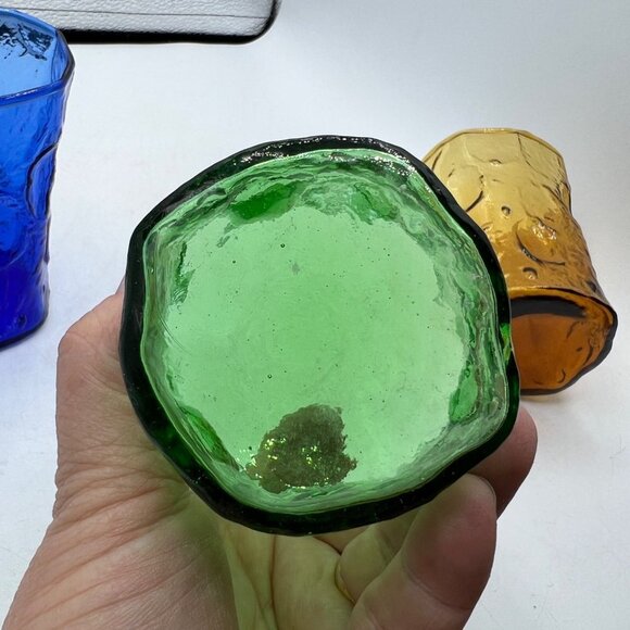 SENECA crystal DRIFTWOOD 1980 BLUE GREEN BROWN  pattern Juice Glass Set of Three - Picture 9 of 11